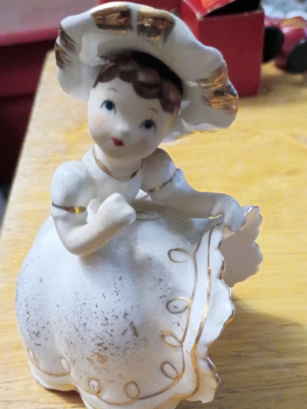 Porcelain White and Gold Figurine Home Accent